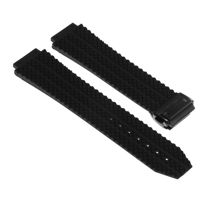 R.hb1.1.mb Silicone Rubber Strap For Hublot In Black W Matte Black Buckle