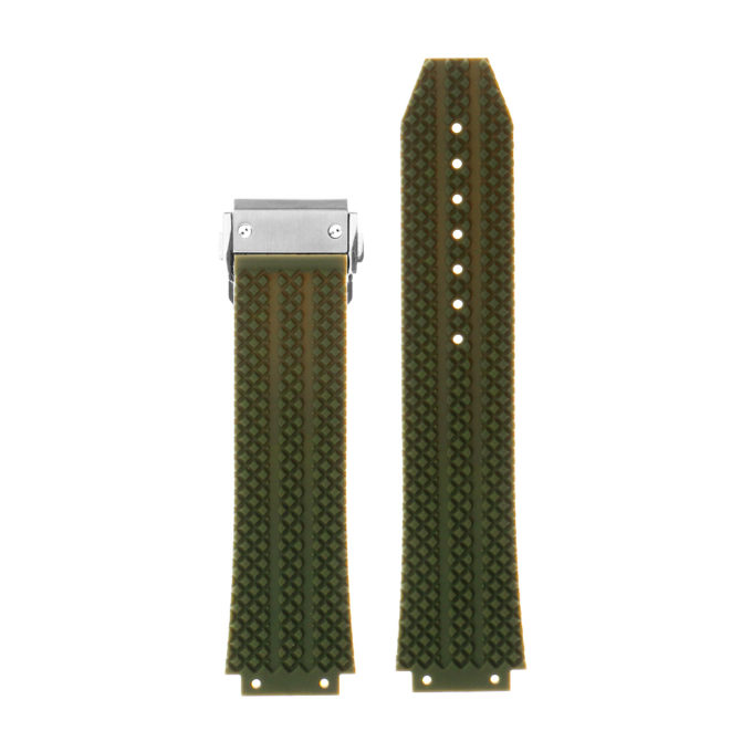 R.hb1.11.bs Silicone Rubber Strap For Hublot In Green W Brushed Buckle 2