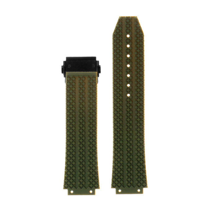 R.hb1.11.mb Silicone Rubber Strap For Hublot In Green W Matte Black Buckle 2