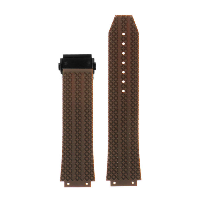 R.hb1.2.mb Silicone Rubber Strap For Hublot In Brown W Matte Black Buckle 2