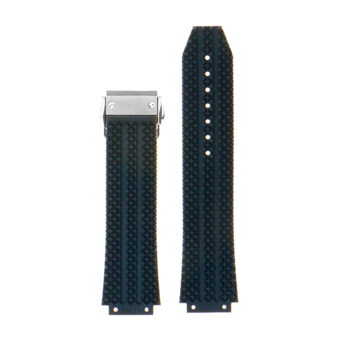 R.hb1.5.bs Silicone Rubber Strap For Hublot In Blue W Brushed Buckle 2