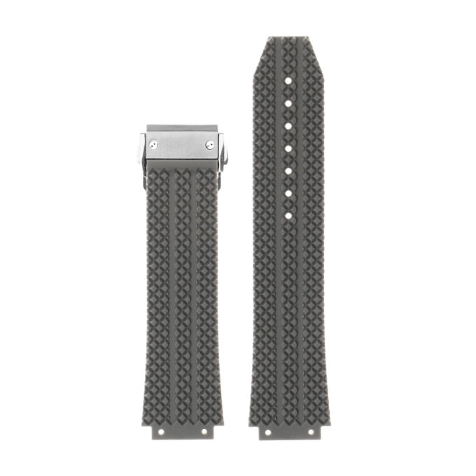 R.hb1.7.bs Silicone Rubber Strap For Hublot In Grey W Brushed Buckle 2