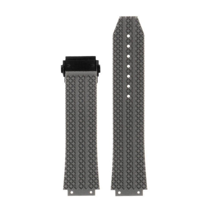 R.hb1.7.mb Silicone Rubber Strap For Hublot In Grey W Matte Black Buckle 2