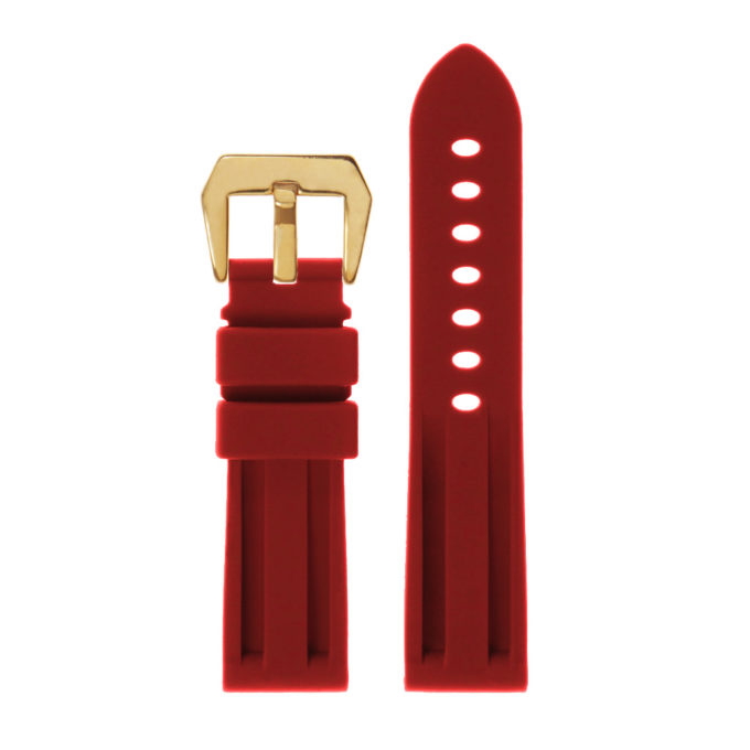 R.pn1.6.yg Silicone Rubber Strap In Red W Yellow Gold Buckle 2