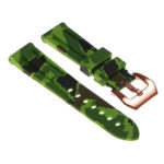 R.pn2.11.rg Silicone Rubber Camo Strap In Green W Rose Gold Buckle