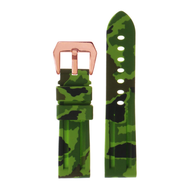 R.pn2.11.rg Silicone Rubber Camo Strap In Green W Rose Gold Buckle 2