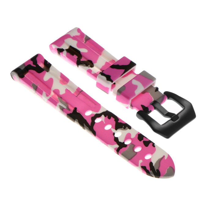 R.pn2.13.mb Silicone Rubber Camo Strap In Pink W Matte Black Buckle
