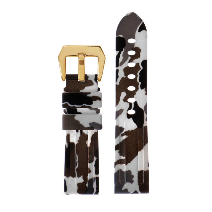 R.pn2.22.yg Silicone Rubber Camo Strap In White W Yellow Gold Buckle 2