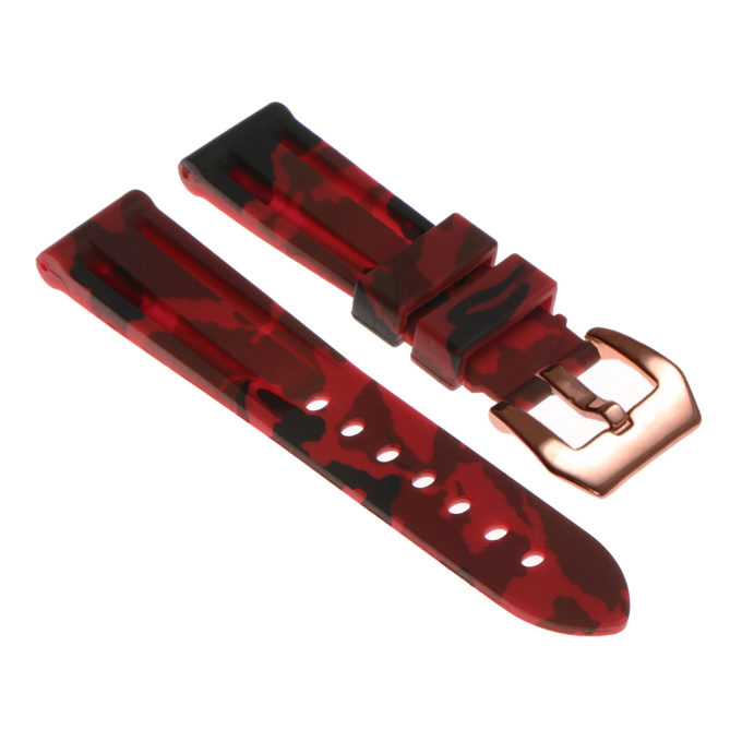 R.pn2.6.rg Silicone Rubber Camo Strap In Red W Rose Gold Buckle