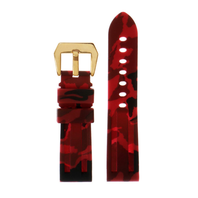 R.pn2.6.yg Silicone Rubber Camo Strap In Red W Yollow Gold Buckle