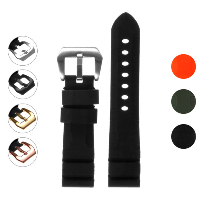 r.pn3.1 New Gallery Rubber Watch Strap with Brushed Stainless Steel Pre V Buckle