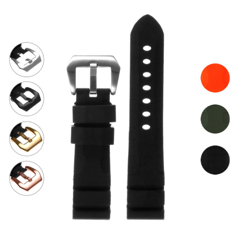 Rubber Watch Strap with Stainless Steel PreV Buckle StrapsCo