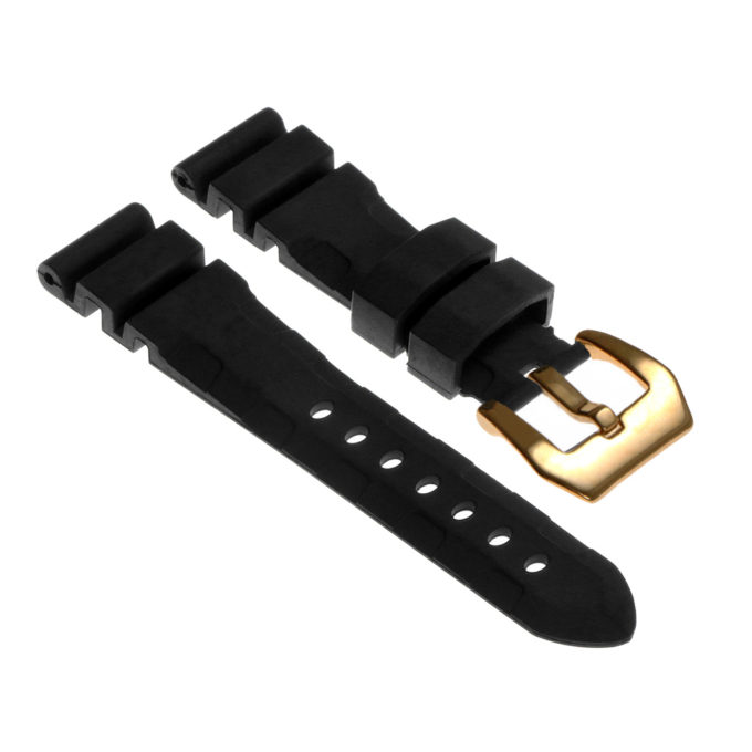 R.pn3.1.yg Silicone Rubber Strap In Black W Yellow Gold Buckle