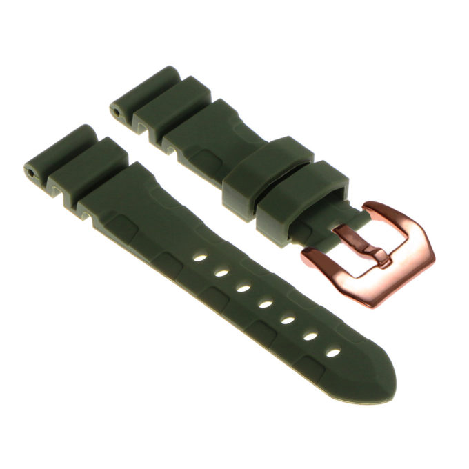 R.pn3.11.rg Silicone Rubber Strap In Green W Rose Gold Buckle