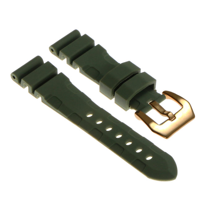 R.pn3.11.yg Silicone Rubber Strap In Green W Yellow Gold Buckle