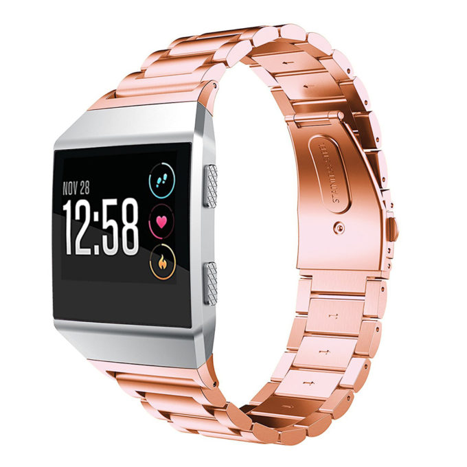 Fb.m34.rg Fitbit Ionic Stainless Steel H Link Band In Rose Gold