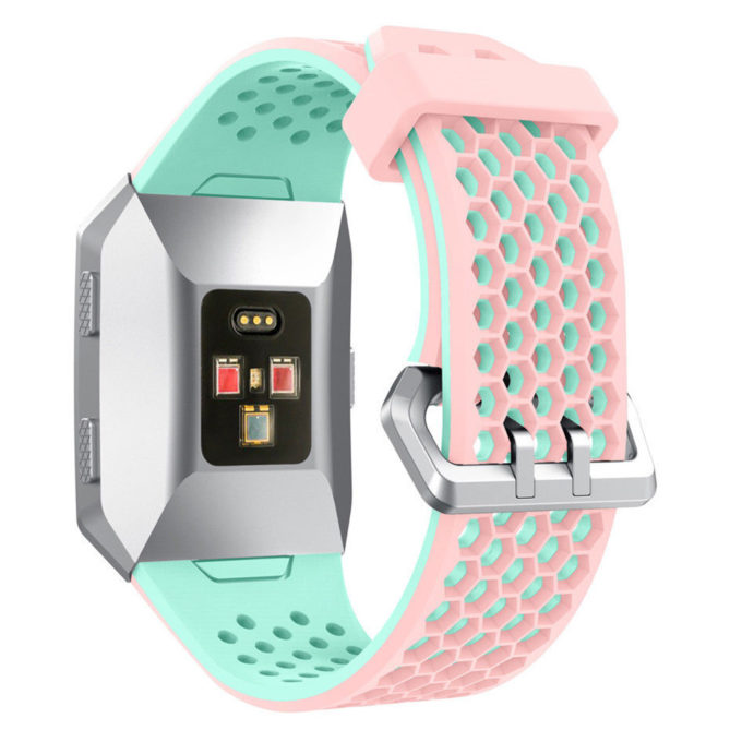 Fb.r17.13.11 Silicone Rubber Sports Strap For Fitbit Ionic In Pink And Mint Green 2