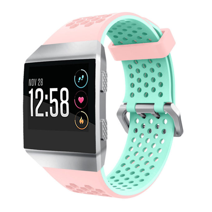 Fb.r17.13.11 Silicone Rubber Sports Strap For Fitbit Ionic In Pink And Mint Green