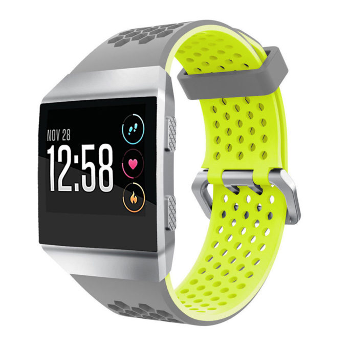 Fb.r17.7.11 Silicone Rubber Sports Strap For Fitbit Ionic In Grey And Lime Green