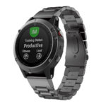 G.m11.mb Stainless Steel Oyster Bracelet Band For Garmin Fenix 5 & Forerunner In Matte Black