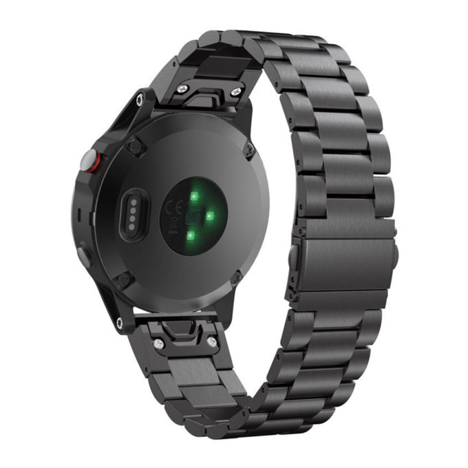 G.m11.mb Stainless Steel Oyster Bracelet Band For Garmin Fenix 5 & Forerunner In Matte Black 2