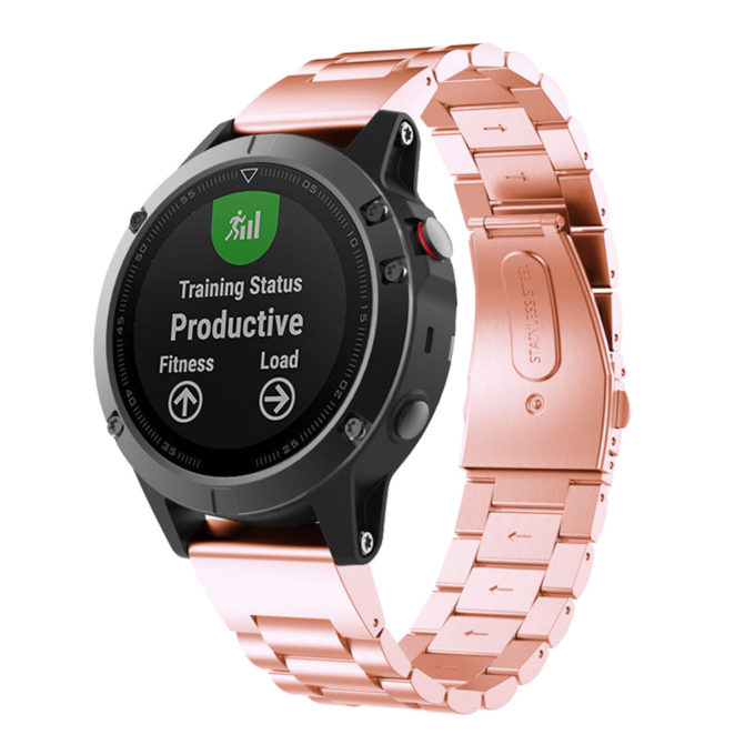 G.m11.rg Stainless Steel Oyster Bracelet Band For Garmin Fenix 5 & Forerunner In Rose Gold