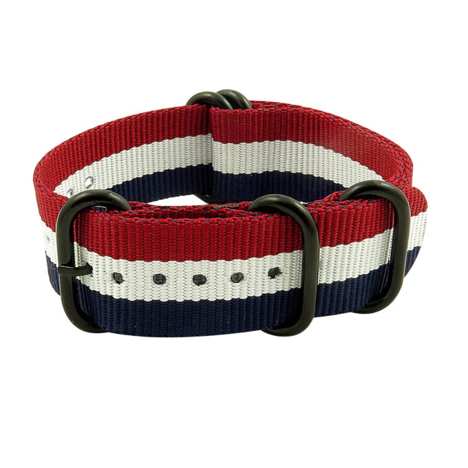 StrapsCo Navy Red White Polished Nylon Nato Zulu NT.NL.4.22.5
