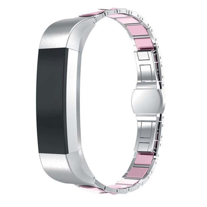Fb.m41.ss.13 Ceramic And Stainless Steel Bracelet For Fitbit Ionic Silver And Pink