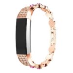 Fb.m44.rg.13 Elegant Bracelet With Rhinestones For Fitbit Alta & Alta HR Rose Gold With Pink Stones