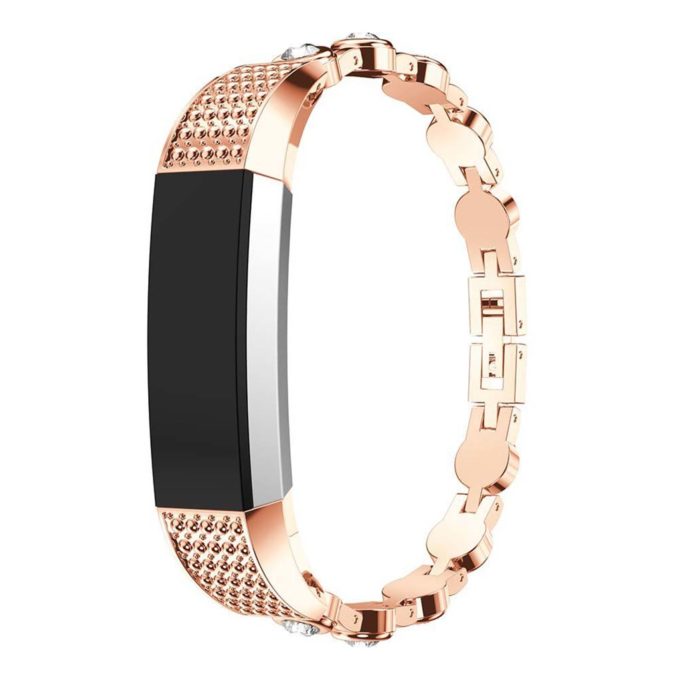 Fb.m44.rg.22 Elegant Bracelet With Rhinestones For Fitbit Alta & Alta HR Rose Gold With White Stones