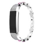 Fb.m44.ss.13 Elegant Bracelet With Rhinestones For Fitbit Alta & Alta HR Silver With Pink Stones