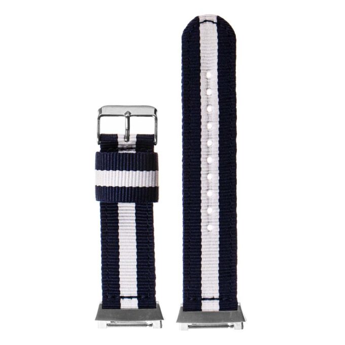 Fb.ny1.5.22 StrapsCo Ballistic Nylon NATO Watch Strap Band For Fitbit Ionic In Blue And White 2