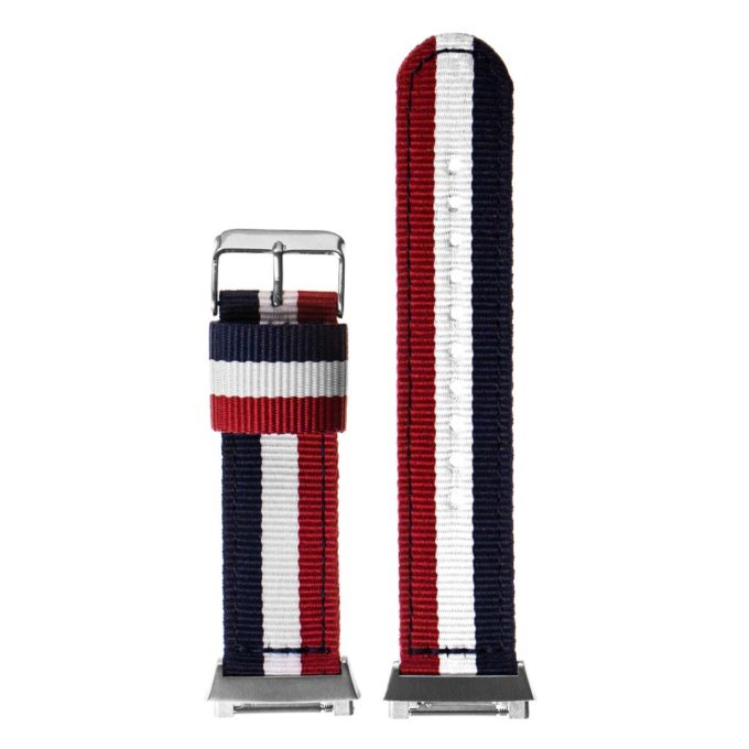 Fb.ny1.5.22.6 StrapsCo Ballistic Nylon NATO Watch Strap Band For Fitbit Ionic In Blue White And Red 2