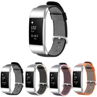 Fb.ny3.1 Gallery Nylon Replacement Watch Strap For Fitbit Charge 2 In Black 1