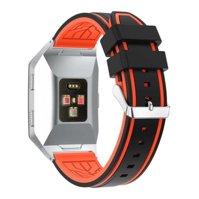 Fb.r21.1.12 Silicone Rubber Sport Strap With Accent Color In Black And Orange 2