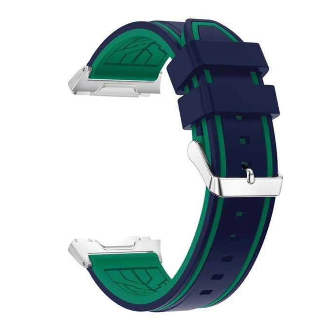 Fb.r21.5a.11 Silicone Rubber Sport Strap With Accent Color In Mindnight Blue And Green 2
