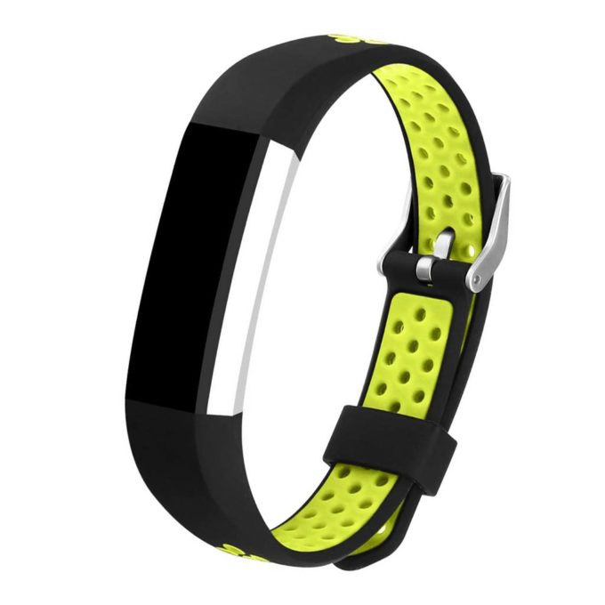 Fb.r23.1.10 Perforated Rubber Strap For Fibit Alta & HR In Black And Yellow