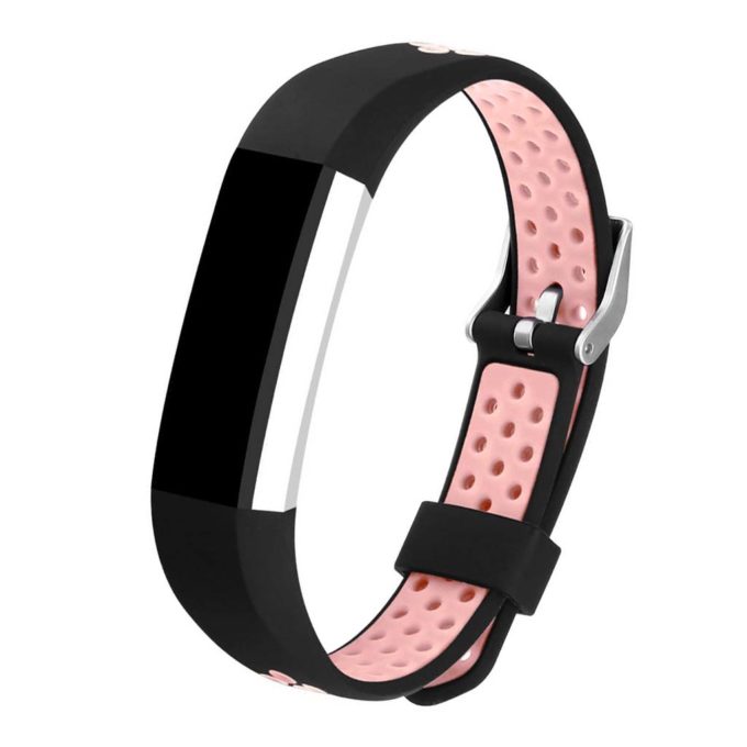 Fb.r23.1.13 Perforated Rubber Strap For Fibit Alta & HR In Black And Pink
