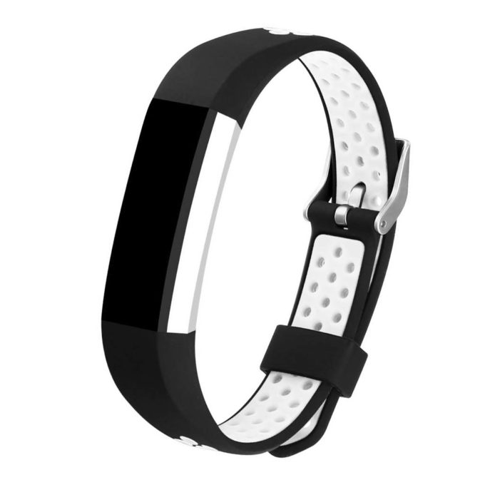 Fb.r23.1.22 Perforated Rubber Strap For Fibit Alta & HR In Black And White