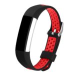 Fb.r23.1.6 Perforated Rubber Strap For Fibit Alta & HR In Black And Red