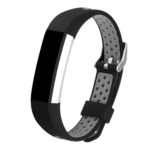 Fb.r23.1.7 Perforated Rubber Strap For Fibit Alta & HR In Black And Grey