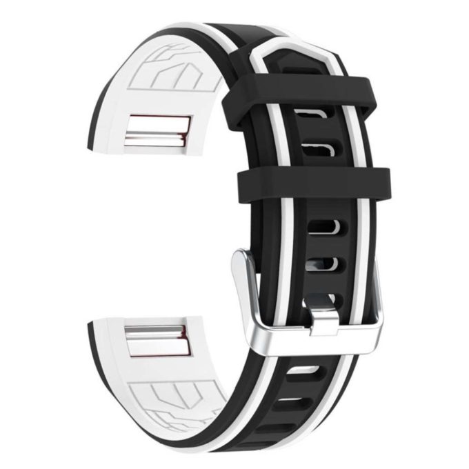 Fb.r24.1.22 Racing Stripe Rubber Watch Strap For Fitbit Charge 2 Black And White 3