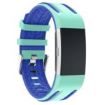 Fb.r24.11a.5 Racing Stripe Rubber Watch Strap For Fitbit Charge 2 Mint Green And Blue
