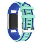 Fb.r24.11a.5 Racing Stripe Rubber Watch Strap For Fitbit Charge 2 Mint Green And Blue 2.