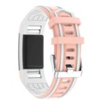 Fb.r24.13.22 Racing Stripe Rubber Watch Strap For Fitbit Charge 2 Pink And White 2