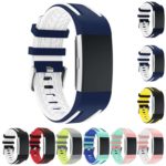 Fb.r24.5.22 Gallery Racing Stripe Rubber Watch Strap For Fitbit Charge 2 Blue And White