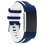 Fb.r24.5.22 Racing Stripe Rubber Watch Strap For Fitbit Charge 2 Blue And White