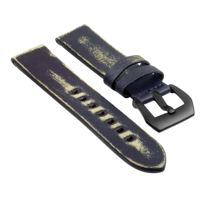 St13.5.mb Destroyed Thick Leather Strap In Blue