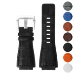 br6 Gallery Black DASSARI Croc Embossed Leather Watch Strap for Bell & Ross