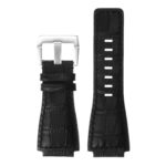 Br6.1 DASSARI Croc Embossed Leather Watch Strap For Bell & Ross In Black With Brushed Buckle 2